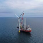 Éolienne offshore du projet Baltic Power en mer Baltique, premier parc éolien offshore de Pologne